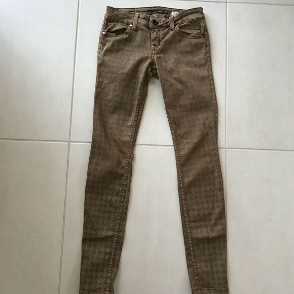 Level 99 Janice Women Jeans Ultra Skinny Low Rise Ankle Houndstooth Denim - Picture 1 of 11
